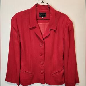 Carol Anderson Red Blazer Jacket Vintage‎ 90's Suit Jacket Women's Size 12